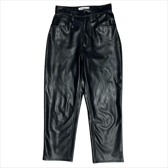 ABERCROMBIE & FITCH Curve Love Ankle Straight Ultra High Rise Leather Pant 26/2 - Picture 2 of 9